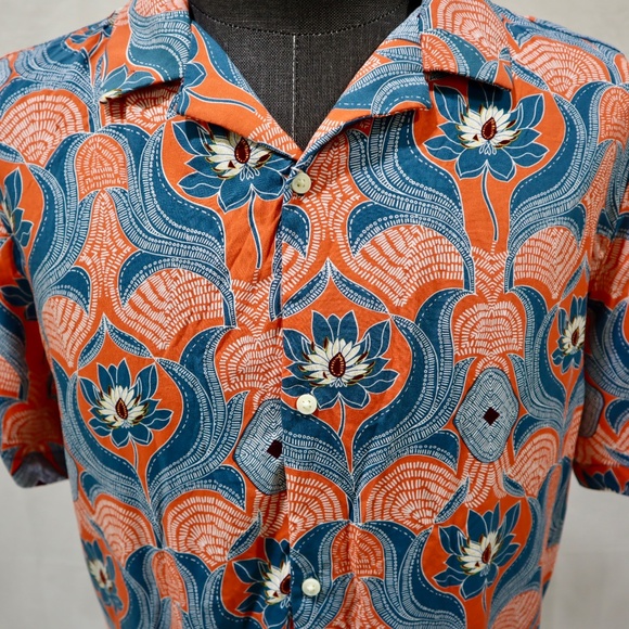 Cactus Man Ricky Singh Men's XL Hawaiian Shirt Orange Blue Floral NWT - Picture 3 of 5